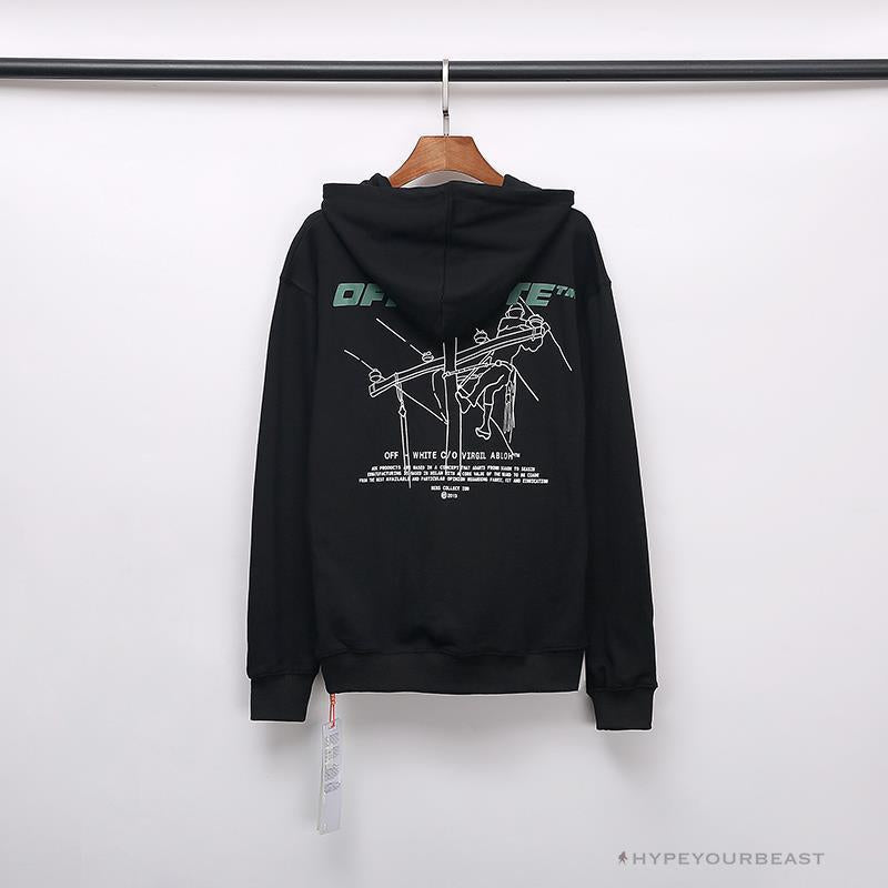 OFF-WHITE Hand-Painted Utility Pole Worker Hoodie 'BLACK'