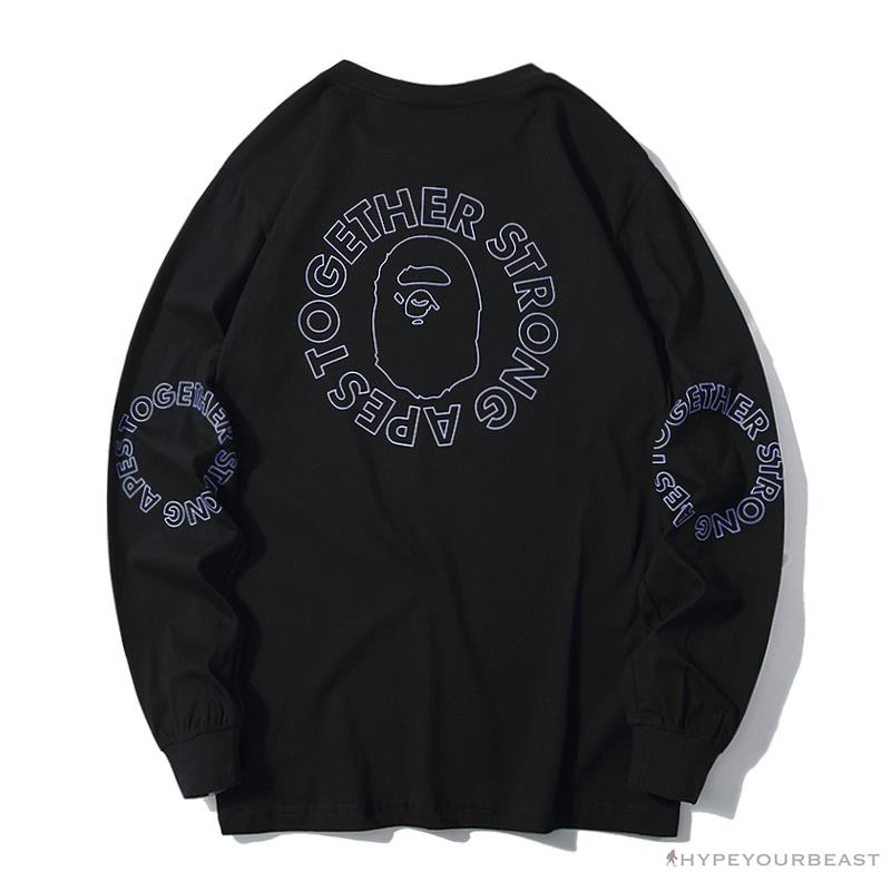 BAPE APES TOGETHER English Alphabet Ape Head Long Sleeve Shirt 'BLACK'