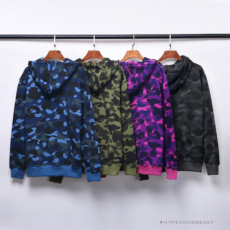 BAPE x Bathing Ape Head Camouflage Hoodie 'GREEN'