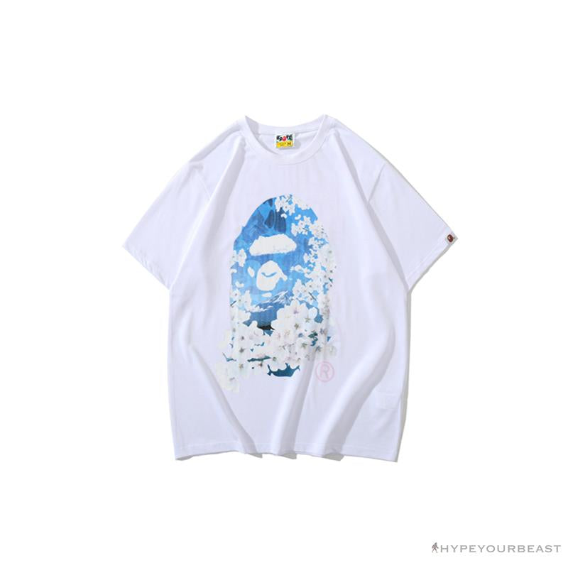 BAPE Japan Limited Edition Mt. Fuji Sakura Tee Shirt 'WHITE'