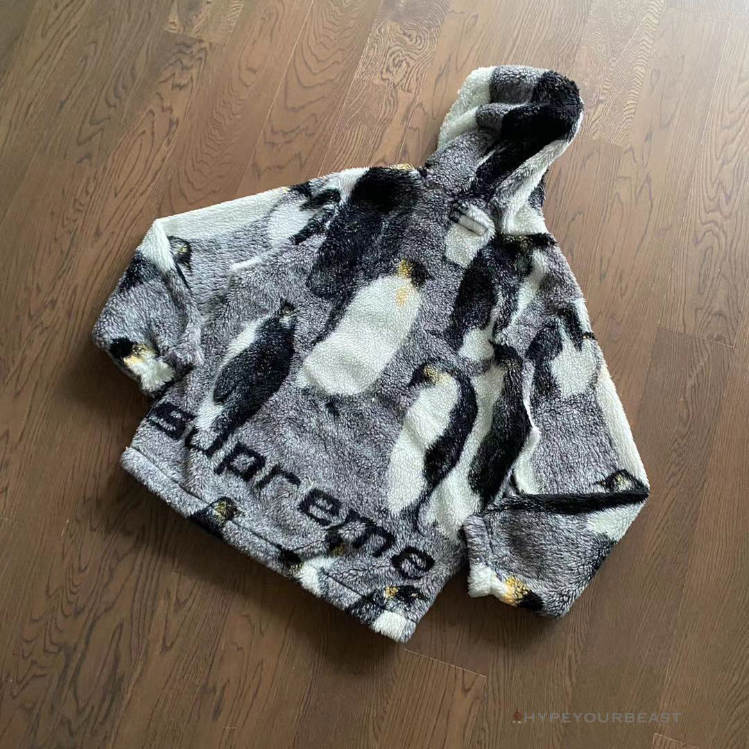 Supreme Penguins Hooded Fleece Jacket Black