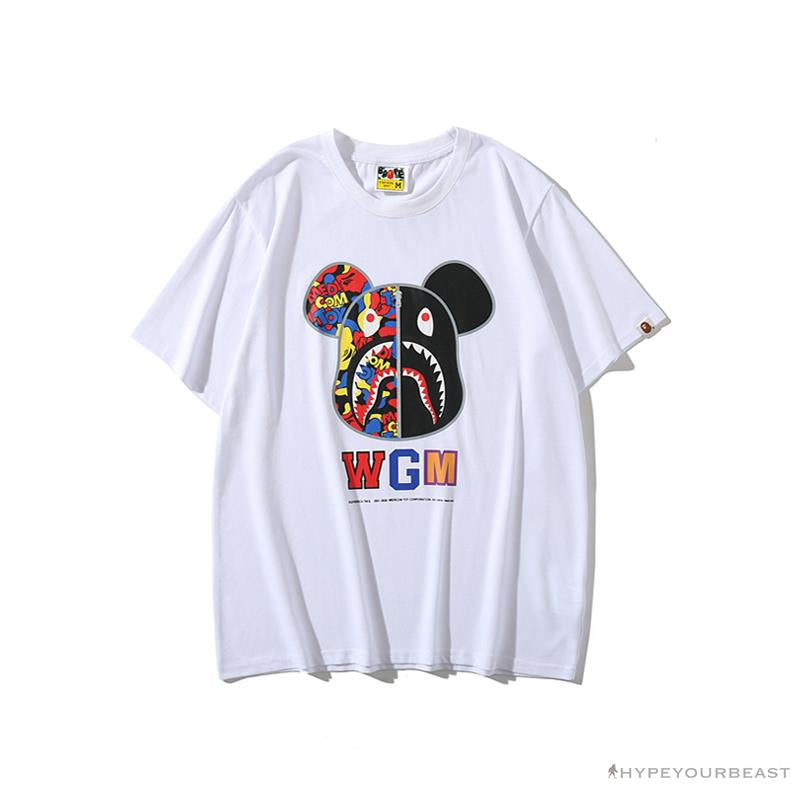 BAPE Violent Bear Color Stitching Tee Shirt 'WHITE'