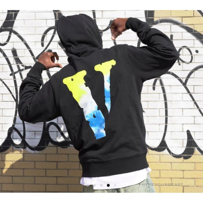 Vlone Hoodie Blue Yellow Logo (Black)