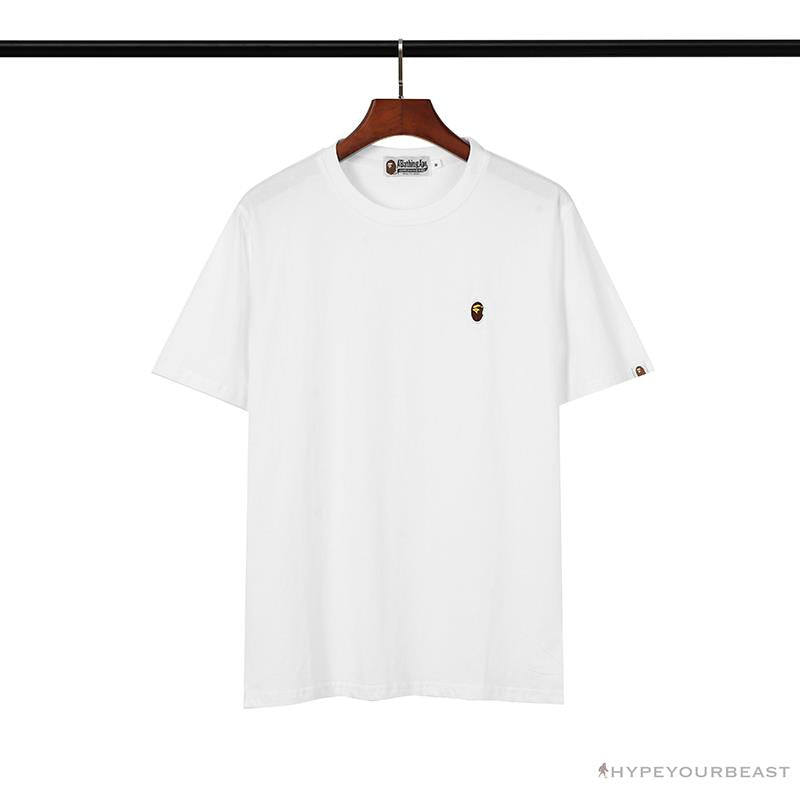 BAPE Classic Embroidered Logo Ape Head Tee Shirt 'WHITE'