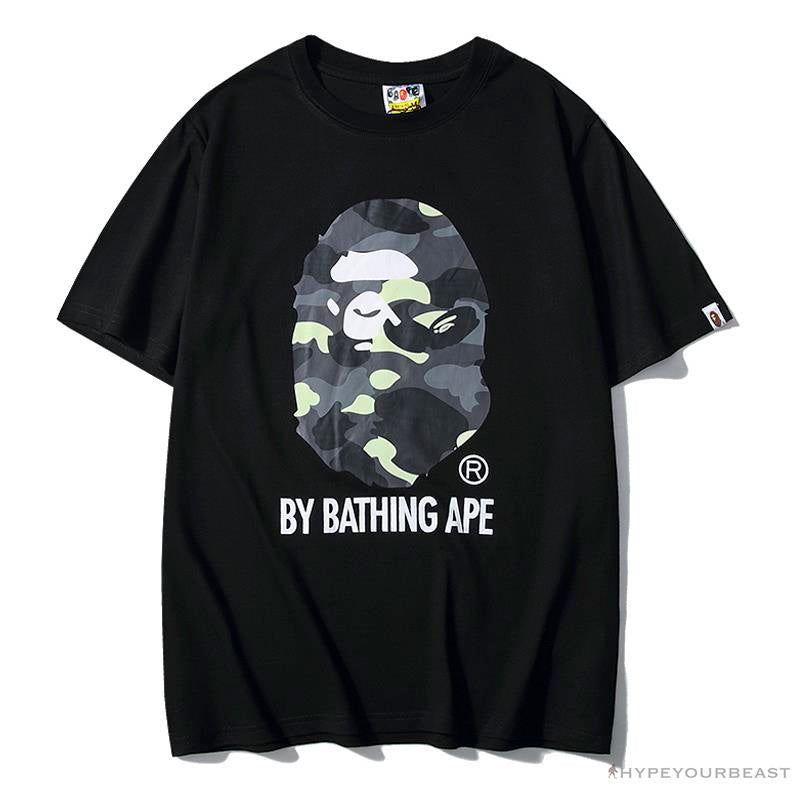 BAPE Luminous Spots Camouflage Great Ape Man Black Head Cotton Short Sleeve Tee Shirt 'BLACK'