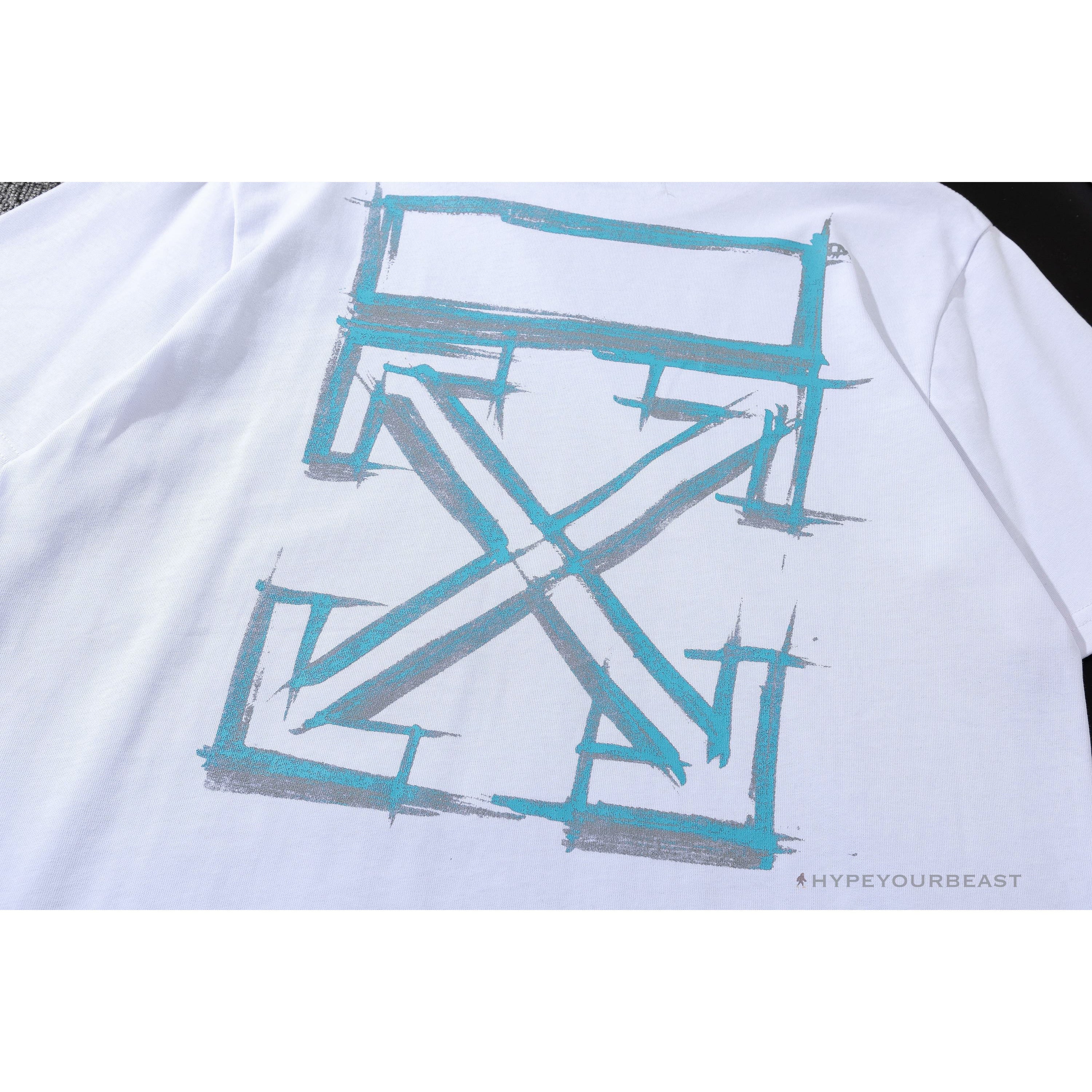 OFF-WHITE Light Blue Marker Draw Pattern Tee Shirt 'WHITE'