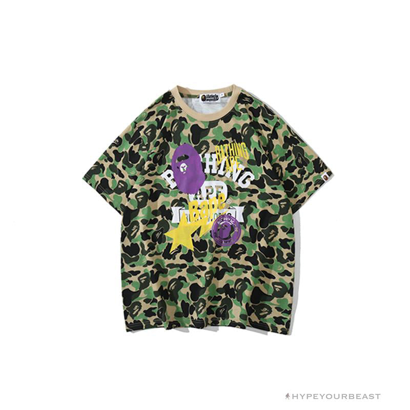 BAPE Ape Head Star Camouflage Shading Tee Shirt 'GREEN'