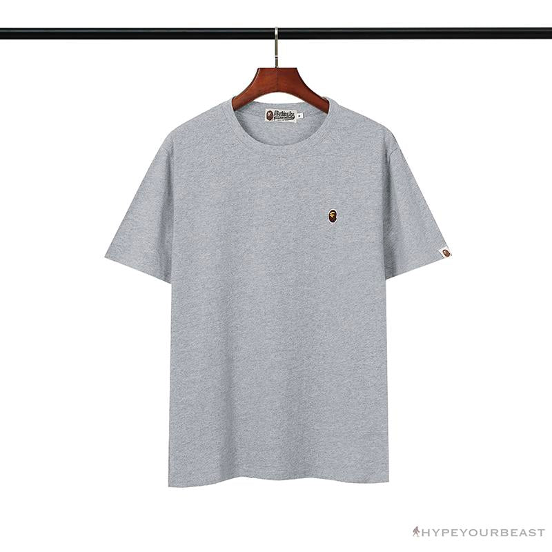 BAPE Classic Embroidered Logo Ape Head Tee Shirt 'GREY'