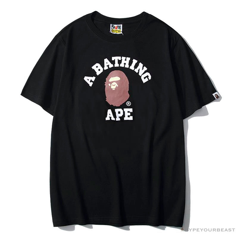 BAPE Classic Basic Ape Man Head English LOGO Tee Shirt 'BLACK'