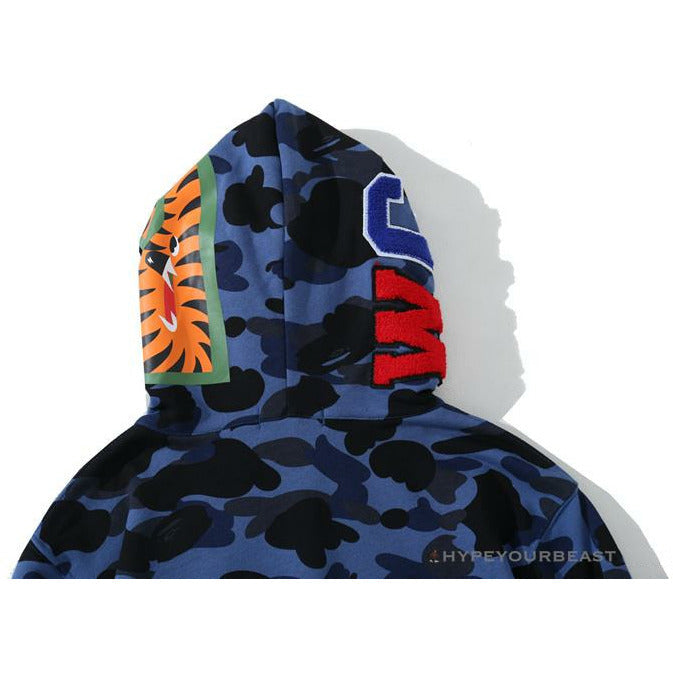 BAPE Camo Hoodie Shark Head 'NAVY BLUE'