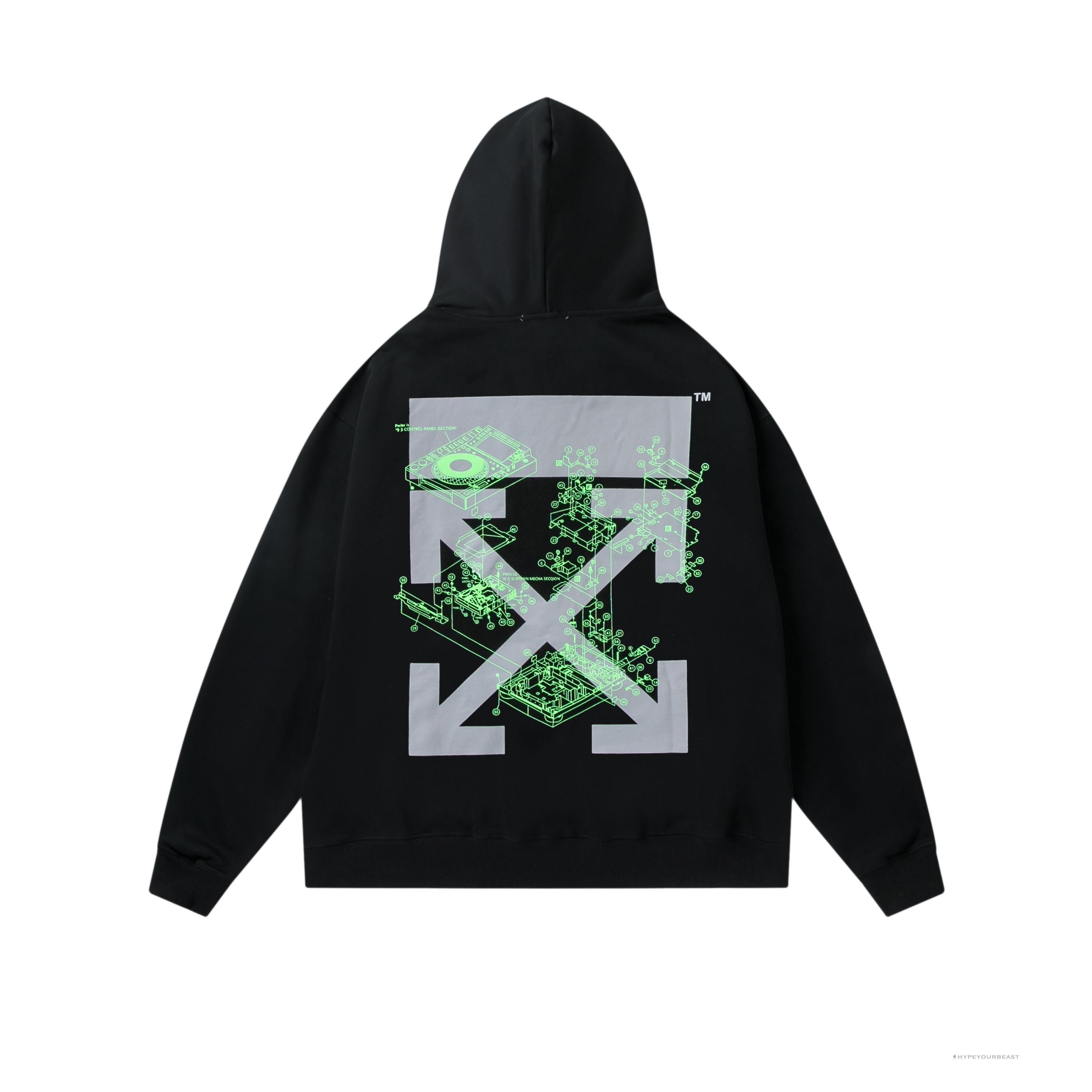 Off White Hoodie Machine Black