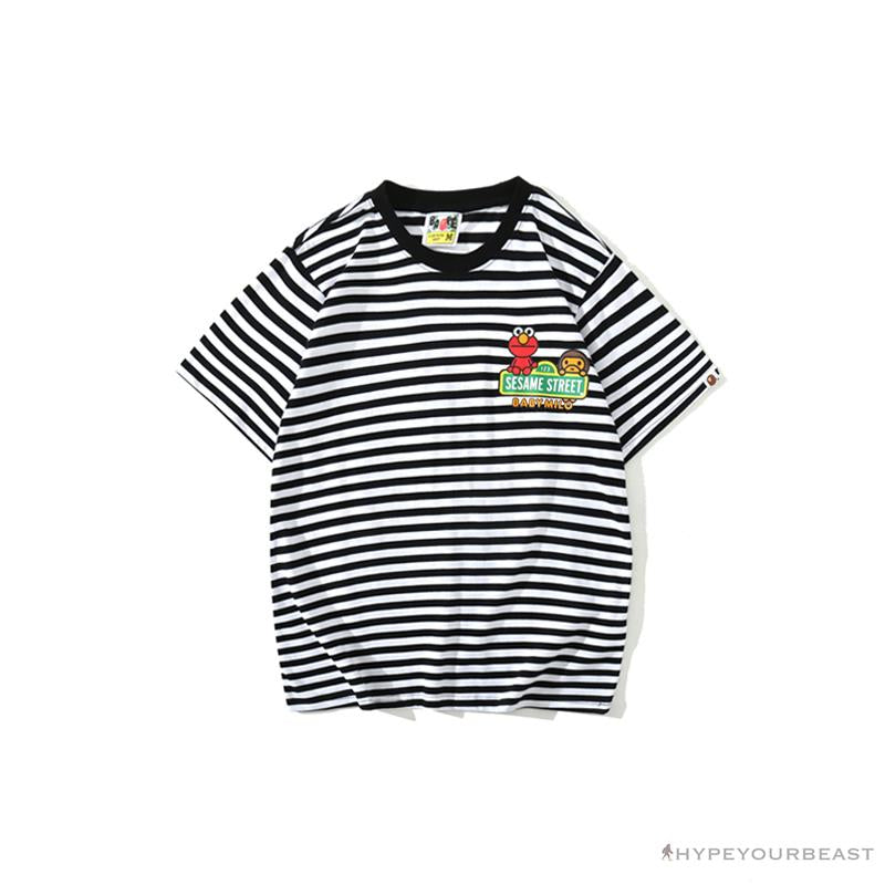 BAPE Baby Milo Sesame Street Striped Tee Shirt 'BLACK'