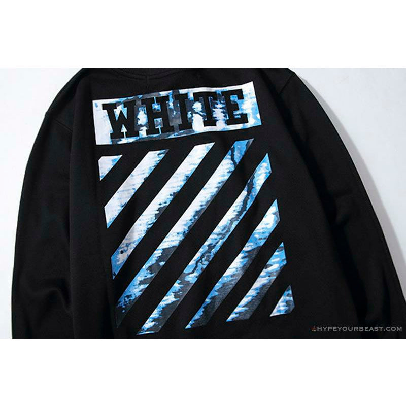 OFF-WHITE Classic Wave Oil Painting Cotton Terry Long Sleeve Shirt 'BLACK'