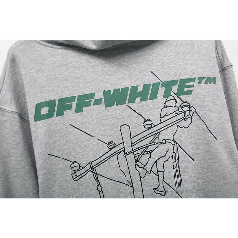 OFF-WHITE Hand-Painted Utility Pole Worker Hoodie 'GREY'