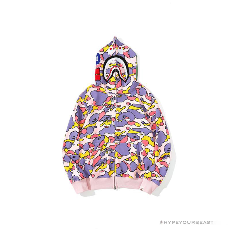 BAPE Shark Head STA Star Camouflage Hoodie 'PINK'