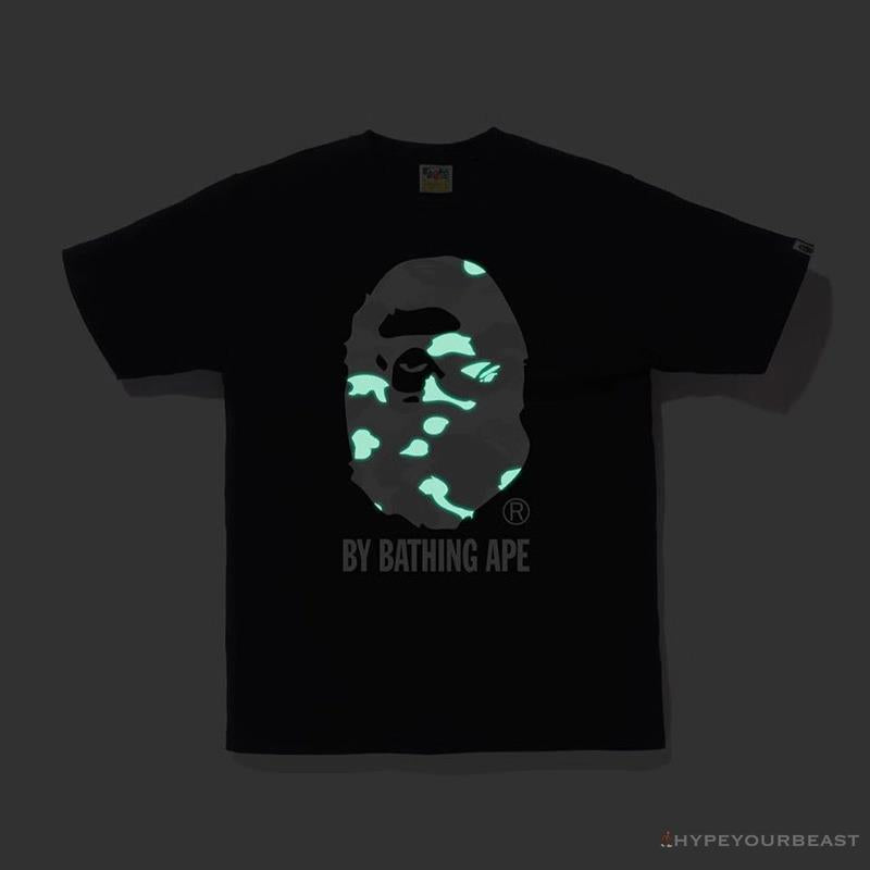 BAPE Luminous Spots Camouflage Great Ape Man Black Head Cotton Short Sleeve Tee Shirt 'BLACK'