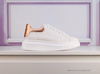 Alexander McQueen White / Rose Gold Heel Sneaker