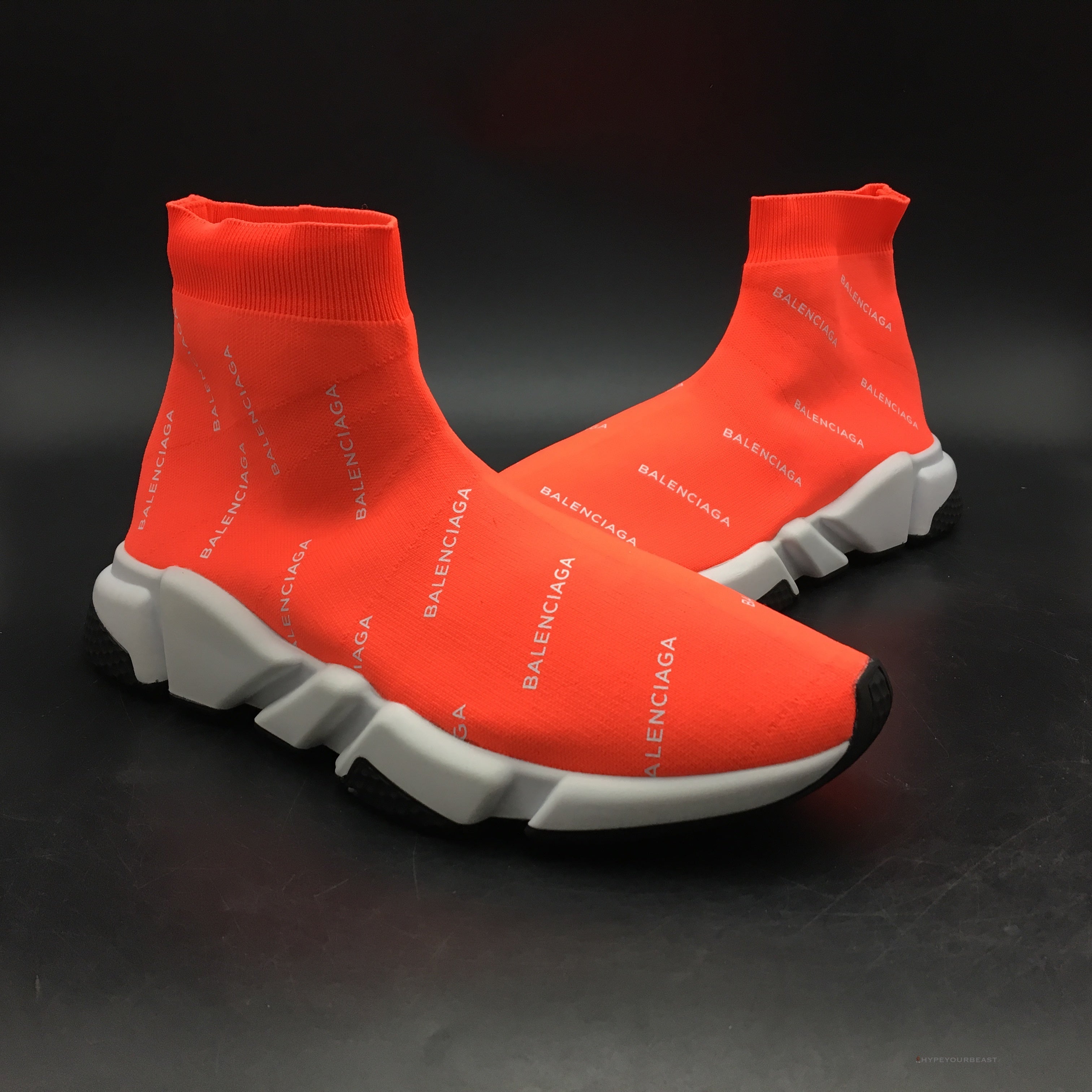 BCG Sock Sneakers Logo Print Red / White