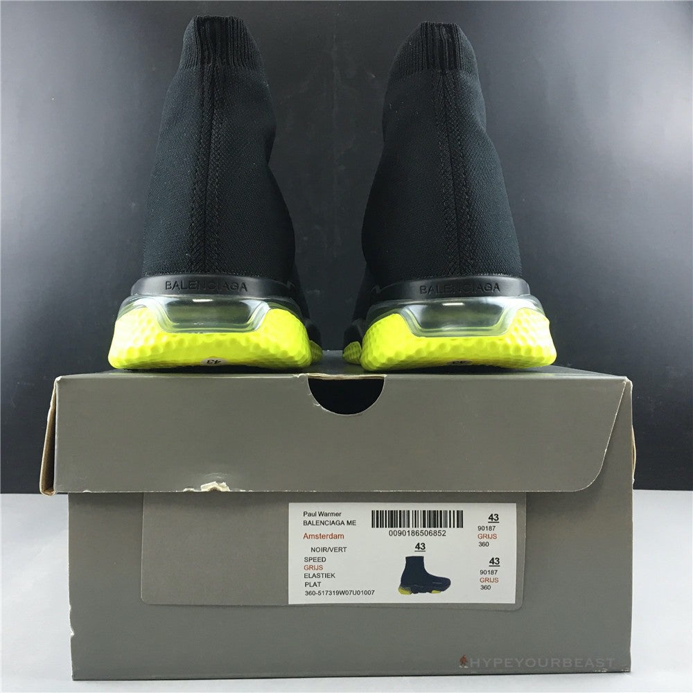 BCG Sock Sneakers Clear Sole - Black Yellow Fluo