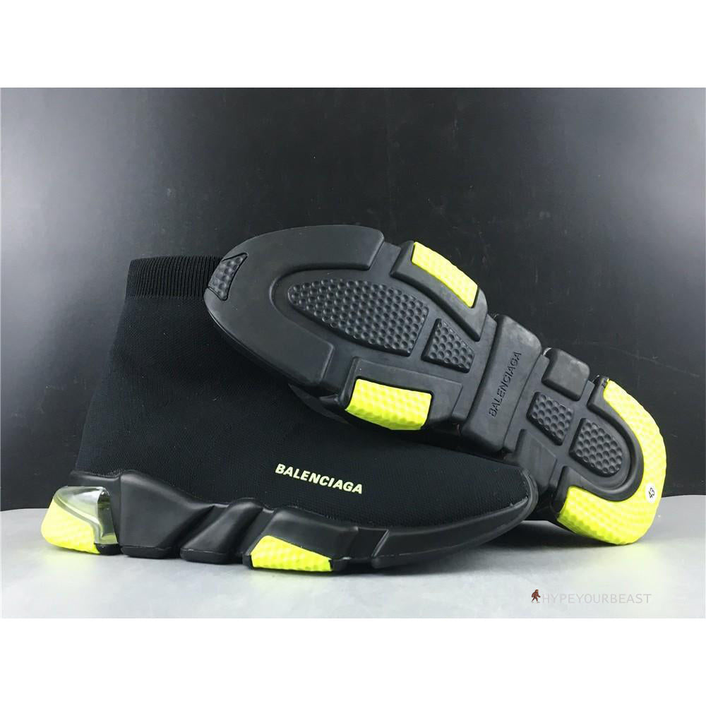 BCG Sock Sneakers Clear Sole - Black Yellow Fluo