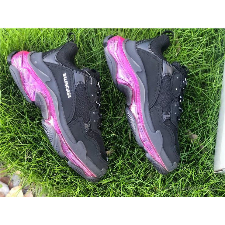 BCG Triple S Clear Sole - Black Pink Neon