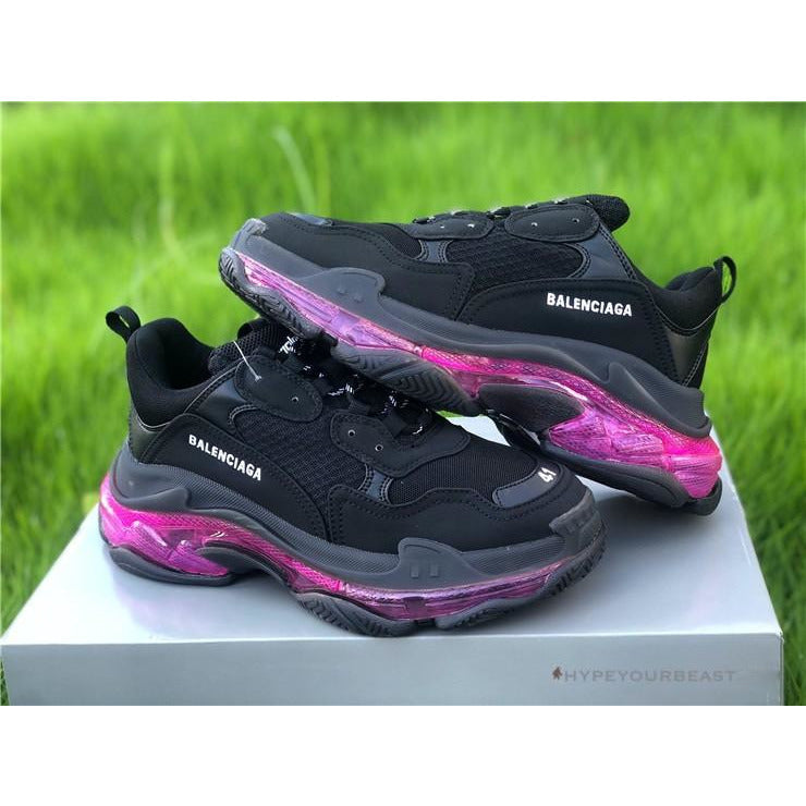 BCG Triple S Clear Sole - Black Pink Neon