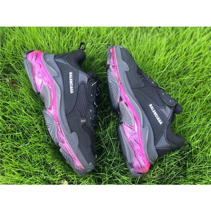 BCG Triple S Clear Sole - Black Pink Neon