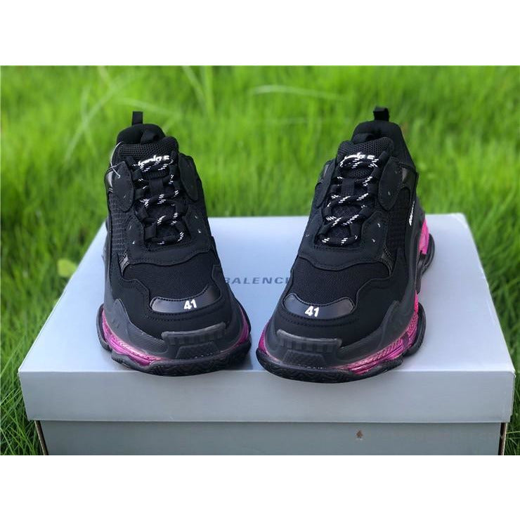 BCG Triple S Clear Sole - Black Pink Neon