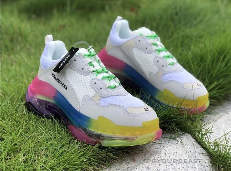 White nike shoes with rainbow shops soles