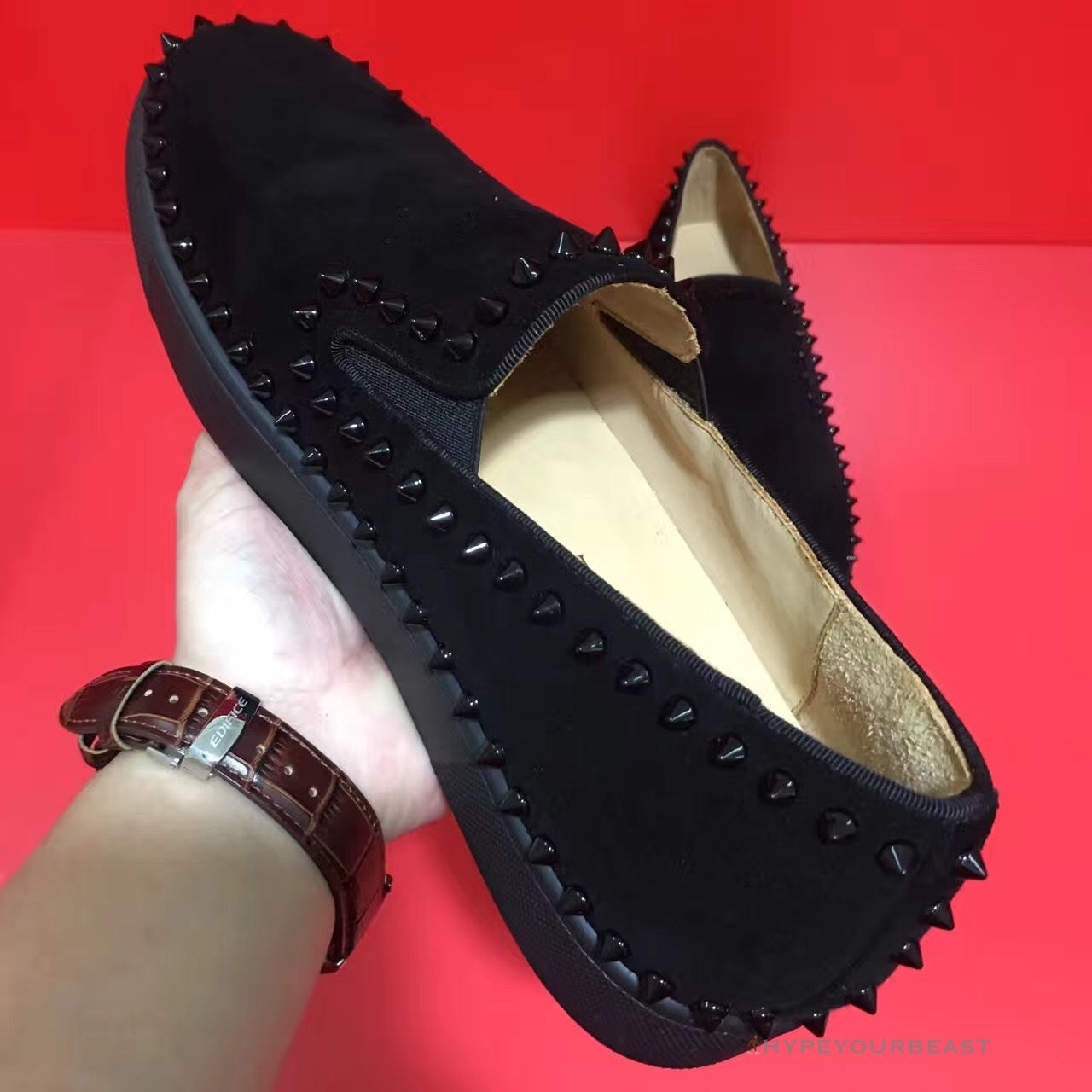 CL Black Spikes Orlato Flat Red Bottom