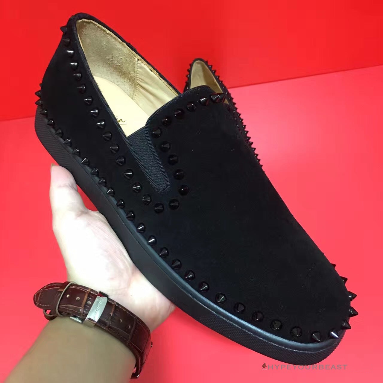 CL Black Spikes Orlato Flat Red Bottom