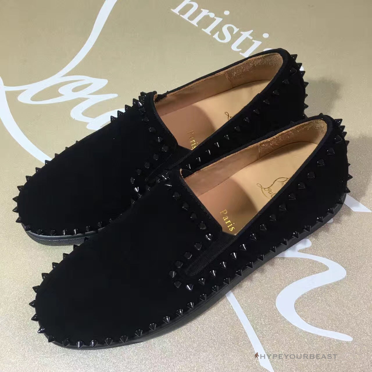 CL Black Spikes Orlato Flat Red Bottom