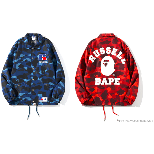 BAPE x RUSSELL ATHLETIC Drawstring Camouflage Sweater 'BLUE'