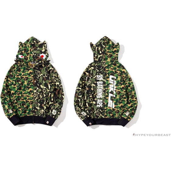 BAPE x UNKLE Camouflage Green Belt Ear Hoodie