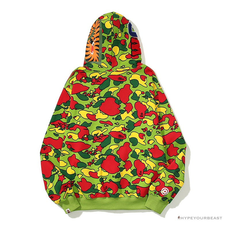 Bape Sta Camo Shark Full Zip Up Hoodie Green