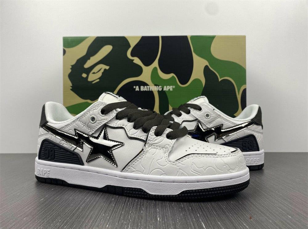 Bape Sta Low Top Sneakers 'White Metallic Silver'