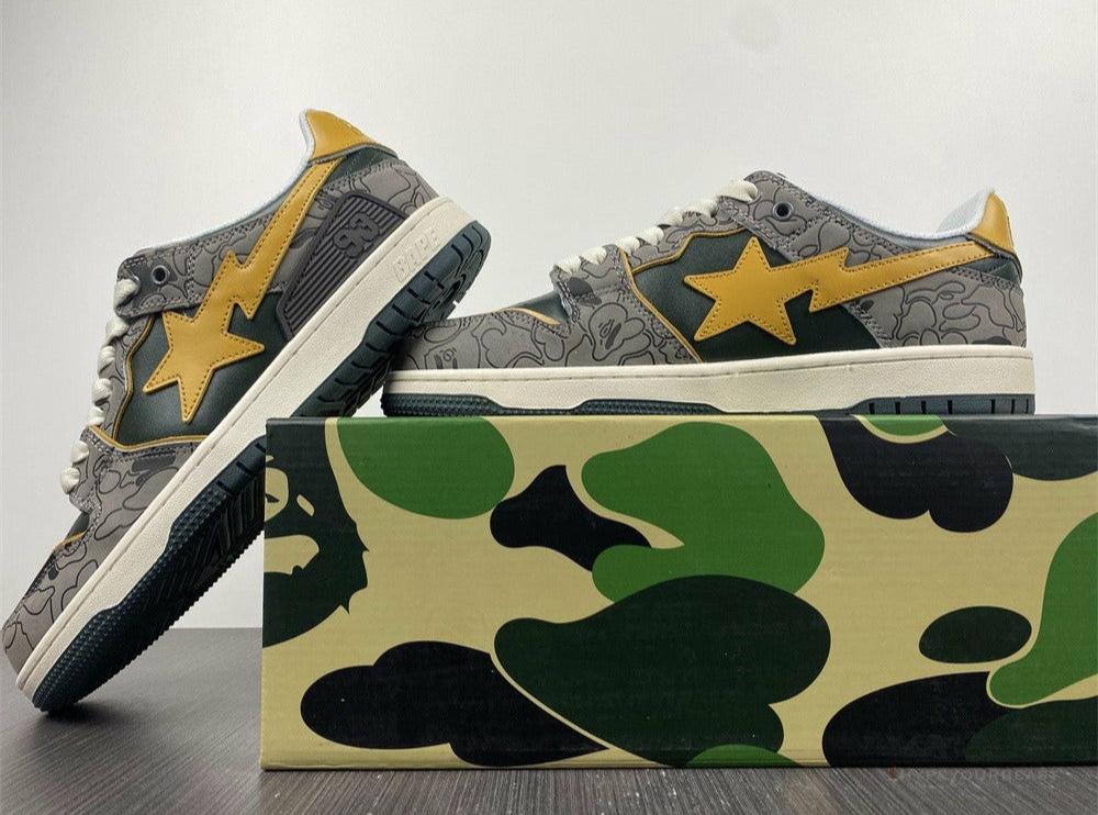 Bape Sta Low Top Sneakers 'Grey Mustard Yellow'