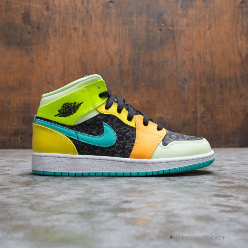 Air Jordan 1 Mid GS Aurora Green Optic-Yellow