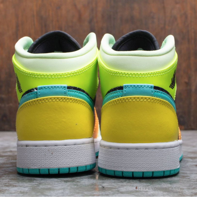 Air Jordan 1 Mid GS Aurora Green Optic-Yellow