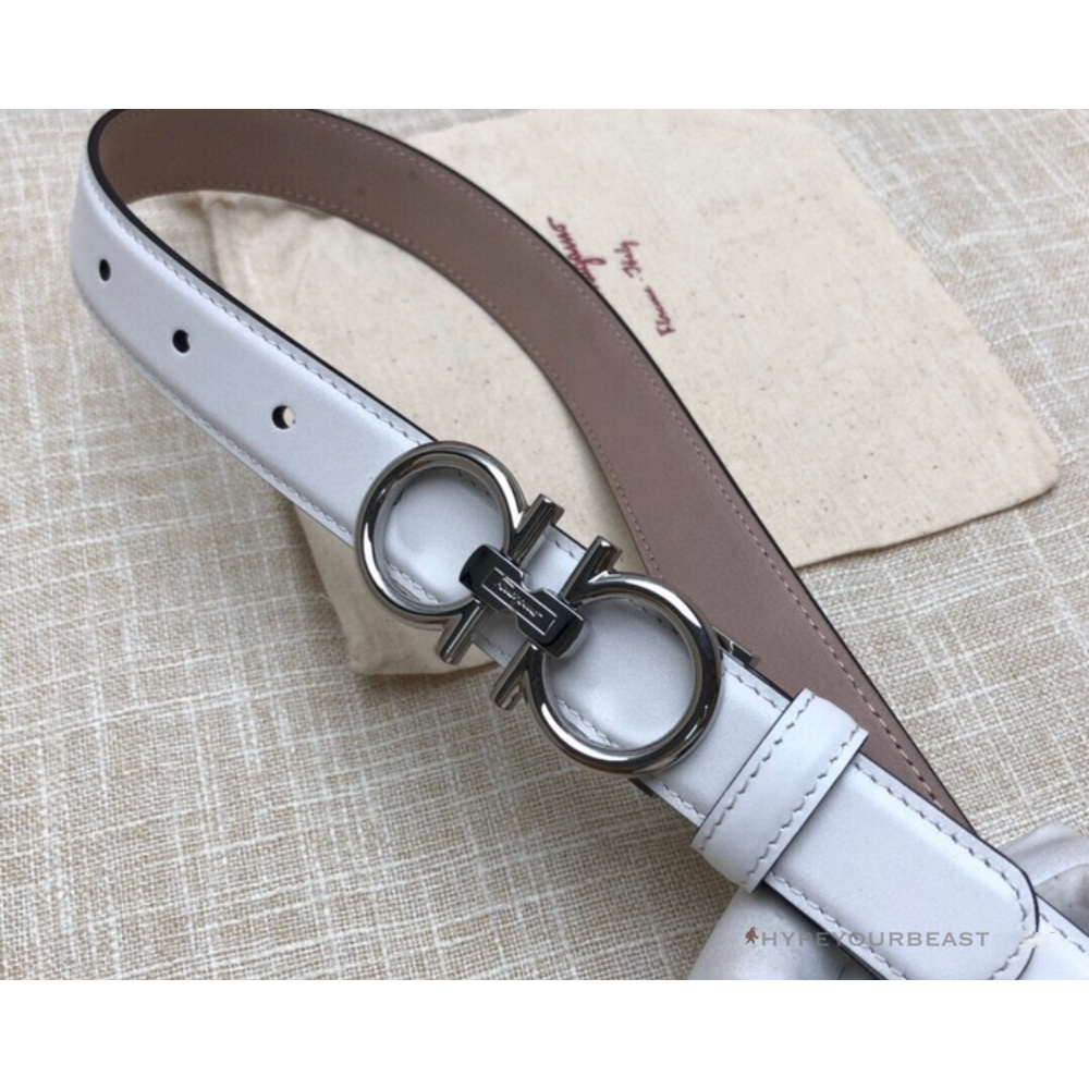 SFG Men's Double G Leather White Belt