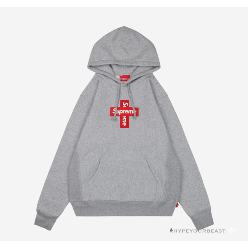 Supreme Cross Box Logo Hoodie Grey