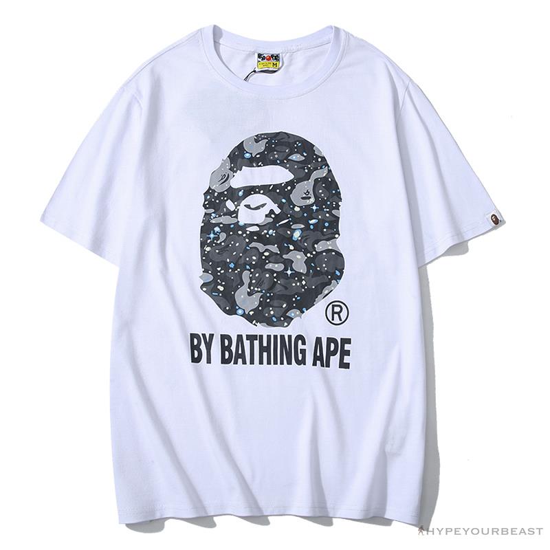 BAPE Starry Sky Camouflage Luminous Great Ape Man Head Tee Shirt 'WHITE'