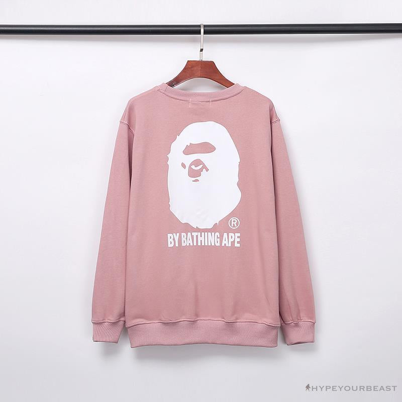 BAPE Behind The Great Ape-Man Head Long Sleeve Shirt 'PINK'