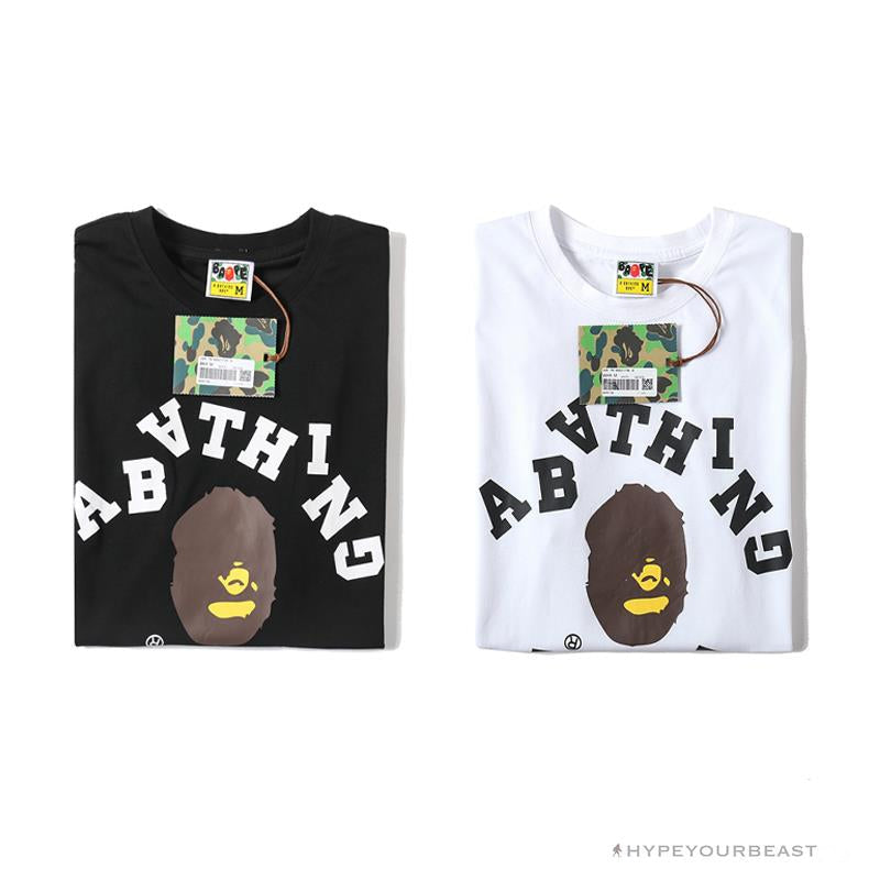 BAPE Messy Letters Upside Down Little Ape Head Tee Shirt 'BLACK'