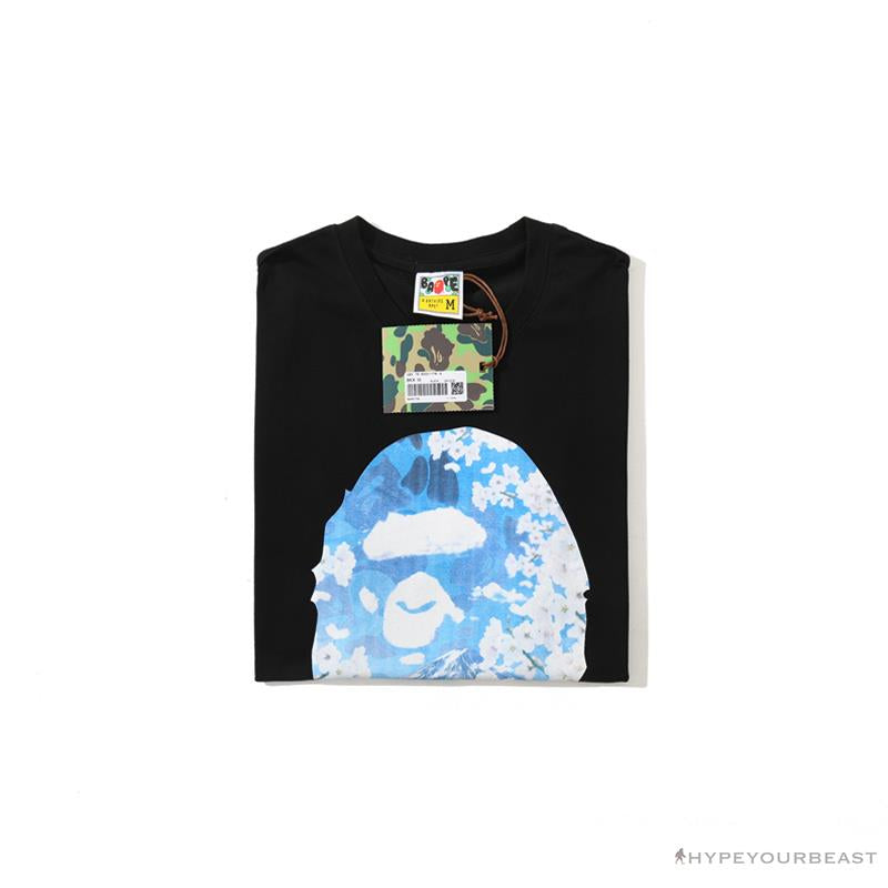 BAPE Japan Limited Edition Mt. Fuji Sakura Tee Shirt 'BLACK'