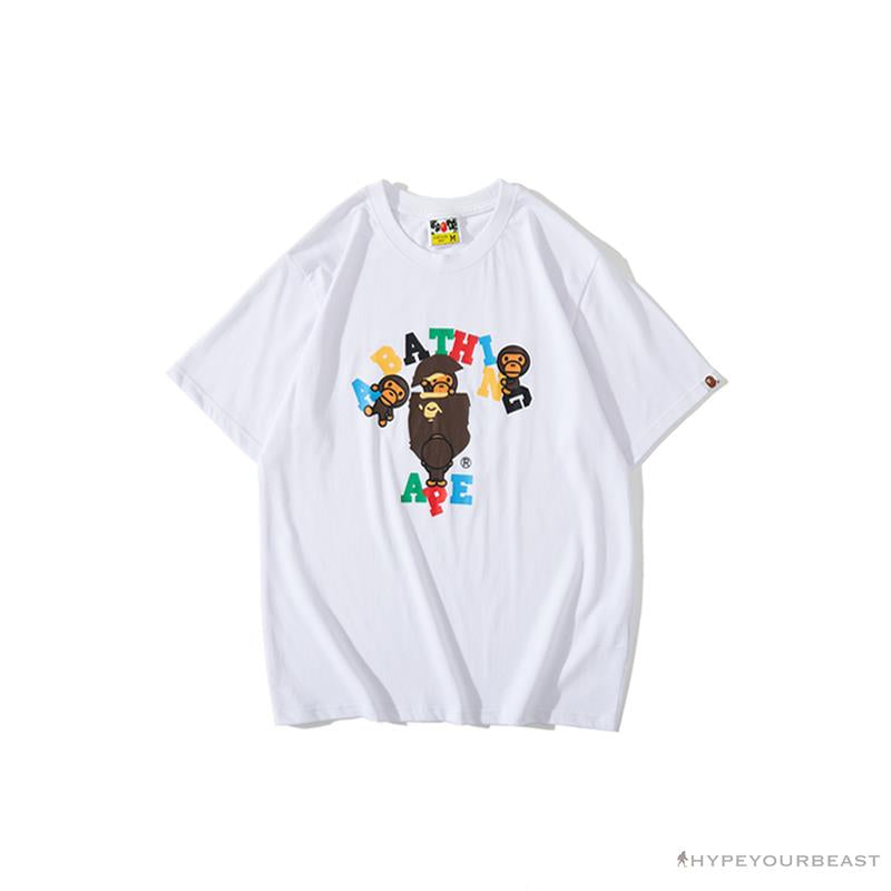 BAPE Baby Milo Color Letter Monkey Tee Shirt 'WHITE'