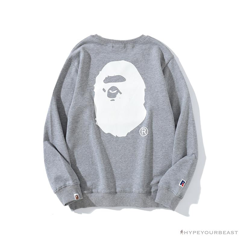 BAPE x RUSSELL ATHLETIC Joint Pullover Long Sleeve Shirt 'GREY'