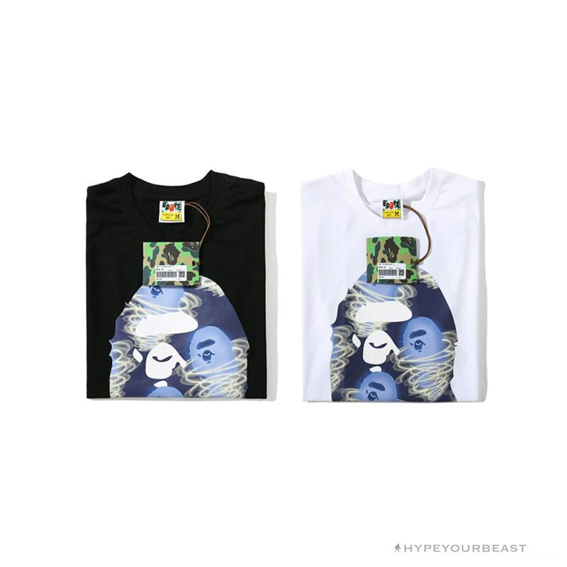 BAPE Blue Ape Head Green Storm Tee Shirt 'WHITE'