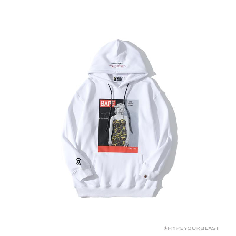 BAPE Marilyn Monroe Camouflage Suspender Hoodie 'WHITE'