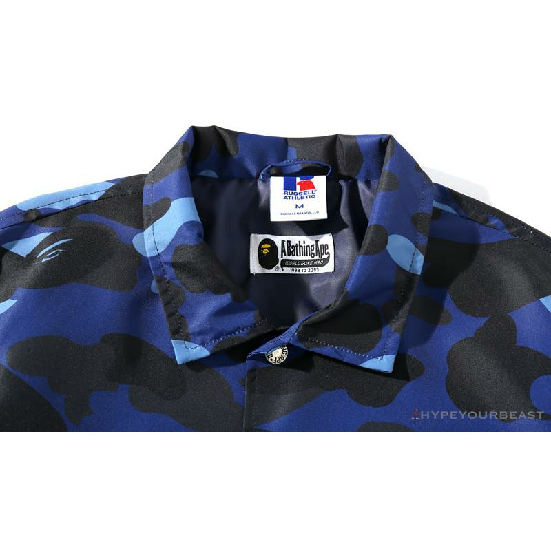 BAPE x RUSSELL ATHLETIC Drawstring Camouflage Sweater 'BLUE'